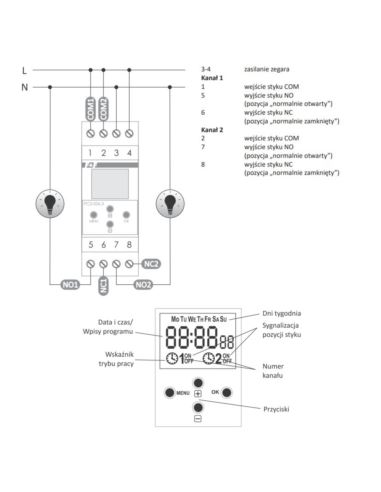 Zegar sterujący PCZ-526.4 astronomiczny 2-kan.