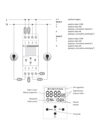 Zegar sterujący PCZ-526.4 astronomiczny 2-kan.