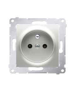 Simon54 Gniazdo pojedncze z/u  srebrny mat