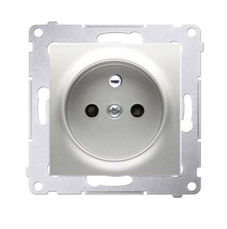 Simon54 Gniazdo pojedncze z/u  srebrny mat