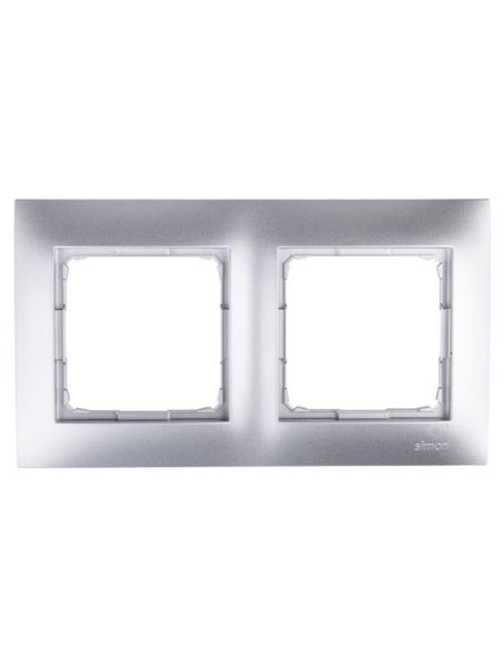 Simon54 Ramka podwójna srebrny mat 2 pola