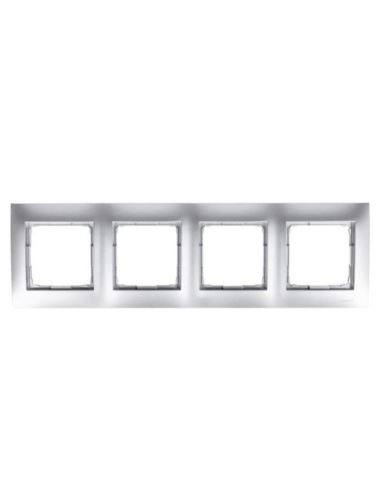 Simon54 Ramka czterokrotna srebrny mat 4 pola