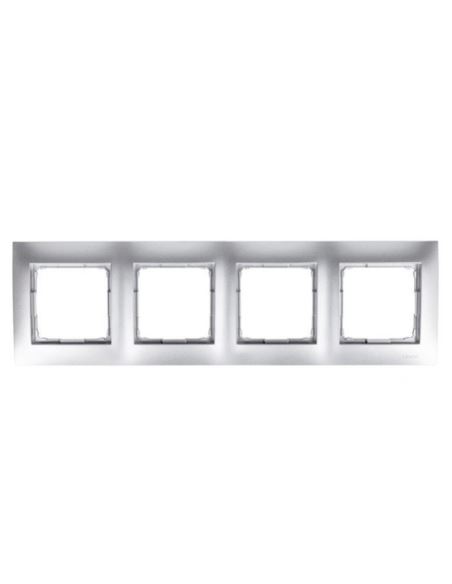 Simon54 Ramka czterokrotna srebrny mat 4 pola