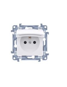 Simon10 Gniazdo pojedyńcze z uszczelką IP44 białe