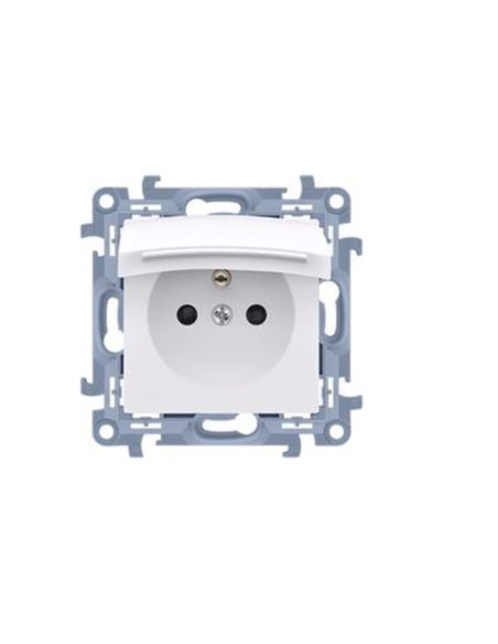 Simon10 Gniazdo pojedyńcze z uszczelką IP44 białe