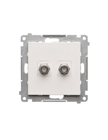 Simon55 gniazdo antenowe 2XF biały mat