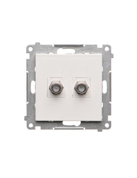 Simon55 gniazdo antenowe 2XF biały mat