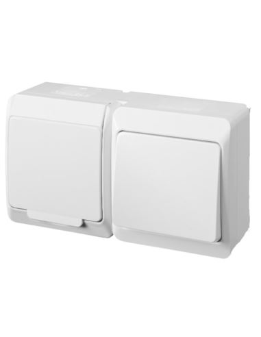 HERMES Łącznik schodowy+ gniazdo z/u GNT biały