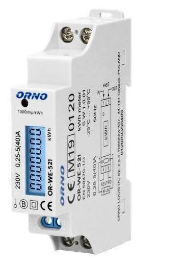 Licznik energii WE-521 1F 40A MID na szyn
