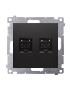 Simon54 Gniazdo komp. 2xRJ45 kat.6  czarny mat.