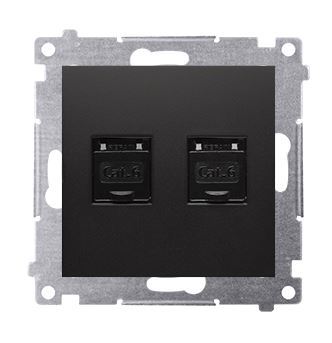 Simon54 Gniazdo komp. 2xRJ45 kat.6  czarny mat.