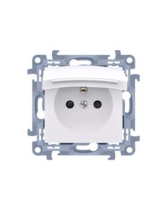 Simon10 Gniazdo pojedyńcze z/u 16A białe IP44