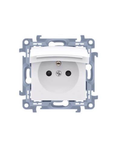 Simon10 Gniazdo pojedyńcze z/u 16A białe IP44