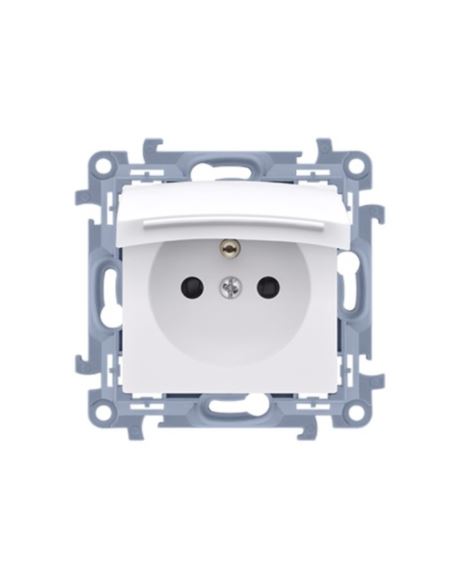 Simon10 Gniazdo pojedyńcze z/u 16A białe IP44