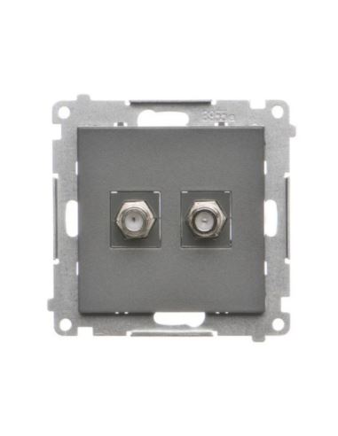 Simon55 gniazdo antenowe 2xF Grafitowy mat