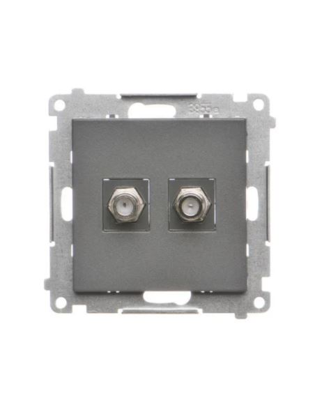 Simon55 gniazdo antenowe 2xF Grafitowy mat