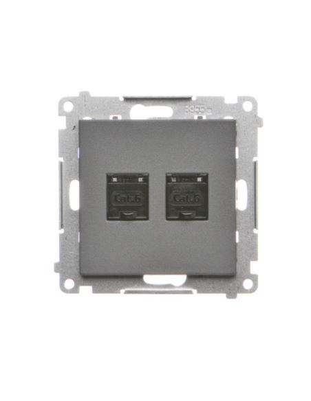 Simon55 gniazdo 2xRJ45 grafitowy mat kat.6