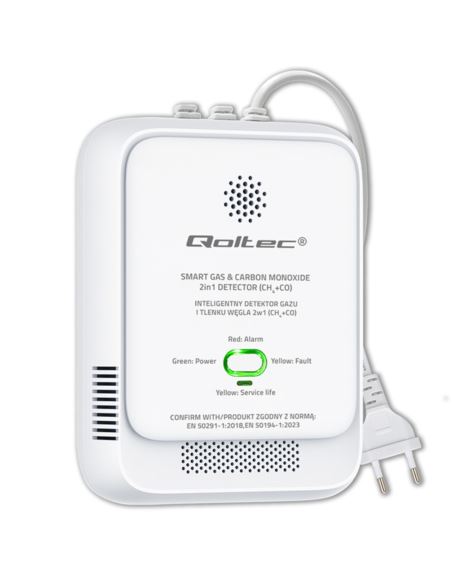 Czujnik gazu i czadu - tlenku węgla Qoltec