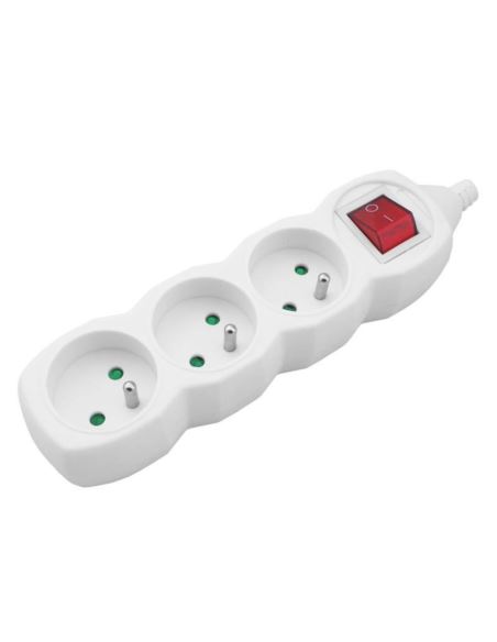 Listwa 3 gn. z uziem. i wyłącznikiem biała