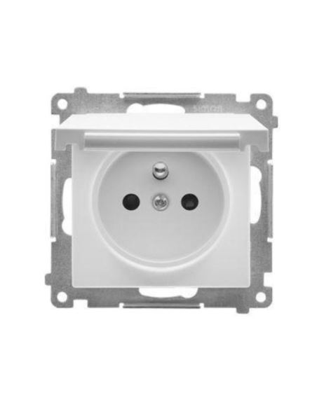 Simon55 Gniazdo  IP44 bez uszcz. klapka Biały mat