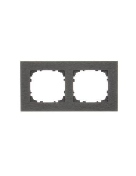 Simon55 Ramka 2-krotna Nature INOX czarny