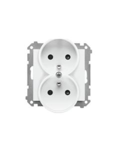 Simon55 gniazdo wtycz.podwójne z uziem. Biały mat