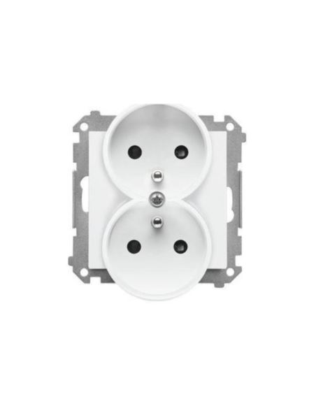 Simon55 gniazdo wtycz.podwójne z uziem. Biały mat