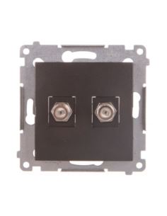 Simon54 Gniazdo antenowe podwójne typu F antracyt
