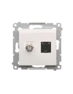Simon54 Gniazdo ant.typ F+ RJ45 Kat 6.biały