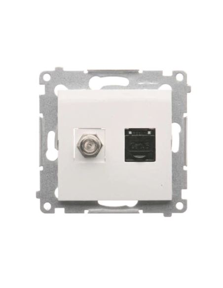 Simon54 Gniazdo ant.typ F+ RJ45 Kat 6.biały