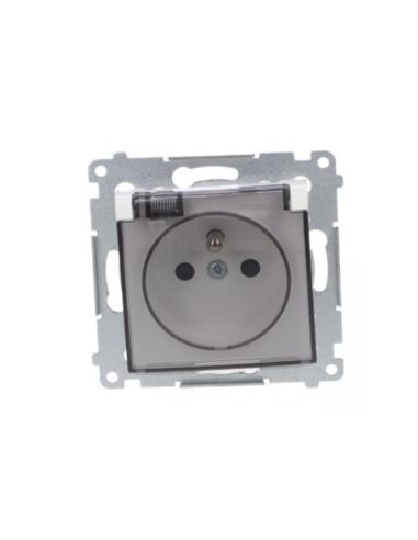 Simon54 Gniazdo pojedyncze z/u IP44 białe transp