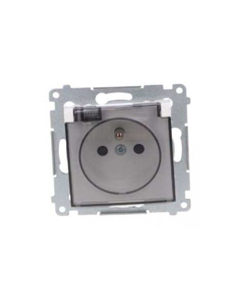 Simon54 Gniazdo pojedyncze z/u IP44 białe transp