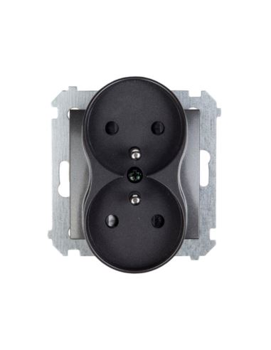 Simon54 Gniazdo podwójne z/u antracyt