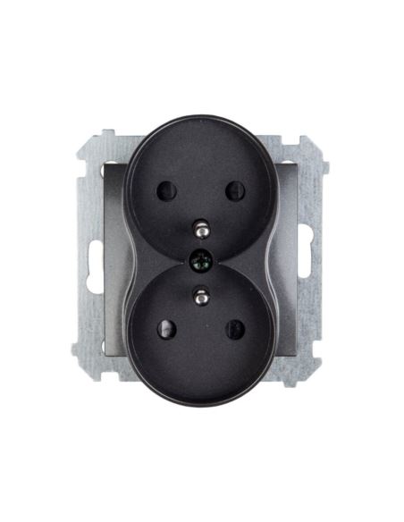 Simon54 Gniazdo podwójne z/u antracyt