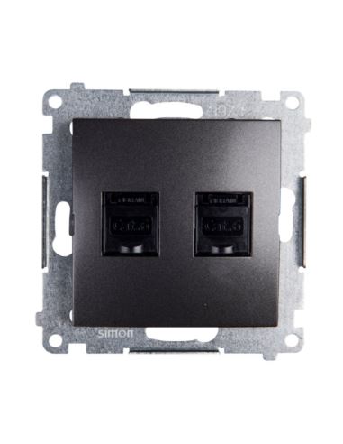 Simon54 gniazdo k. 2xRJ45 kat.6 przesł. antracyt