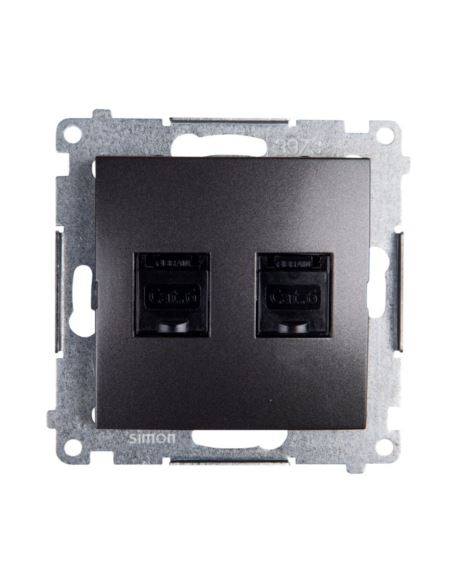 Simon54 gniazdo k. 2xRJ45 kat.6 przesł. antracyt