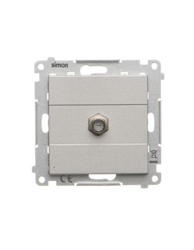 Simon55 gniazdo antenowe 1XF Aluminium mat