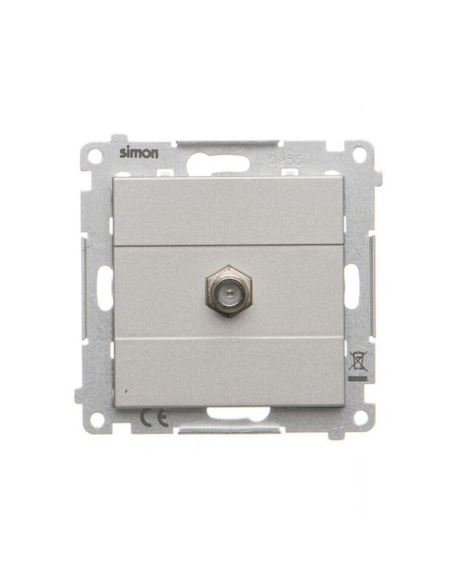 Simon55 gniazdo antenowe 1XF Aluminium mat