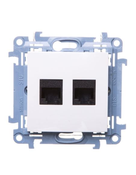 Simon 10 Gniazdo komp. podwójne RJ45 kat.6 białe