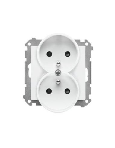 Simon55 Gniazdo podwójne z przesł.i Jasnoszary mat