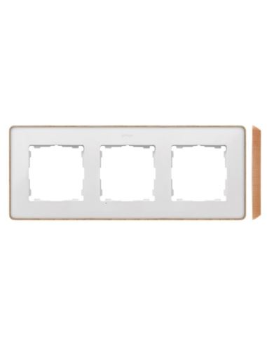 Simon 82 Detail Ramka 3-kr. biała  podstawa drewno