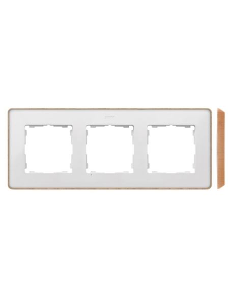 Simon 82 Detail Ramka 3-kr. biała  podstawa drewno
