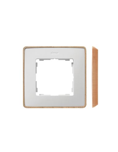 Simon 82 Detail Ramka poj. biała podstawa drewno