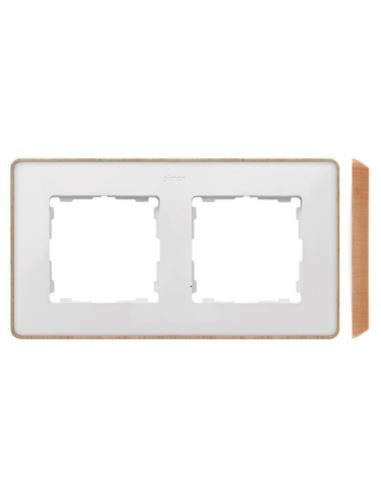 Simon 82 Detail Ramka 2-kr. biała podstawa drewno
