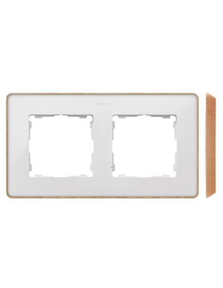 Simon 82 Detail Ramka 2-kr. biała podstawa drewno