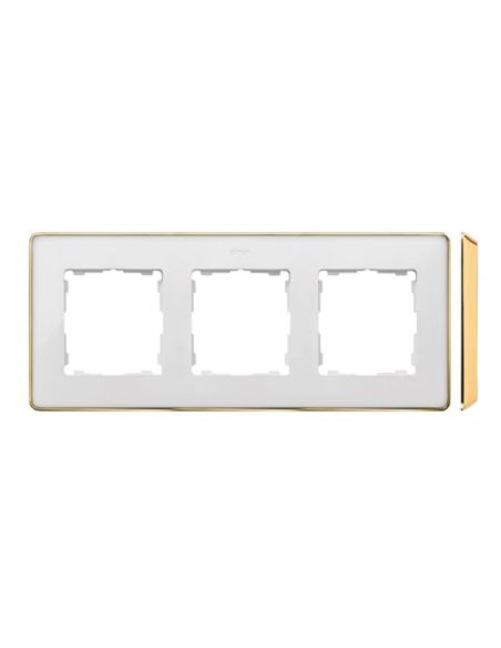 Simon Detail 82 Ramka 3-ka  met BIAŁA /podst.złota