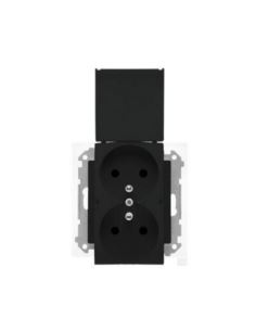 Simon55 gniazdo podwój.z/u z kl. IP44 czarny mat