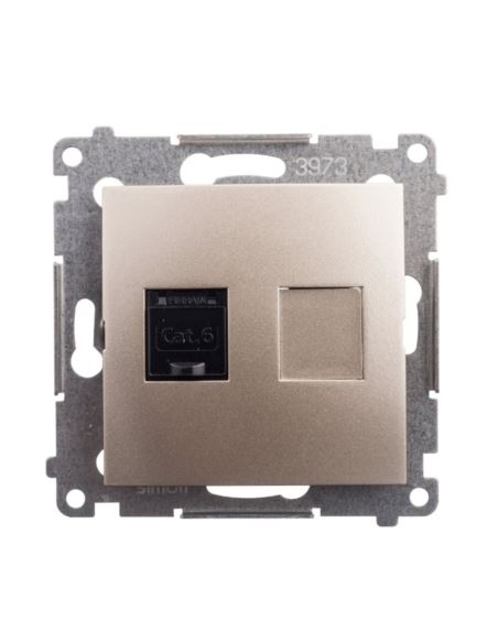 Simon54 Gniazdo komp. RJ45 kat.6  złoty mat.