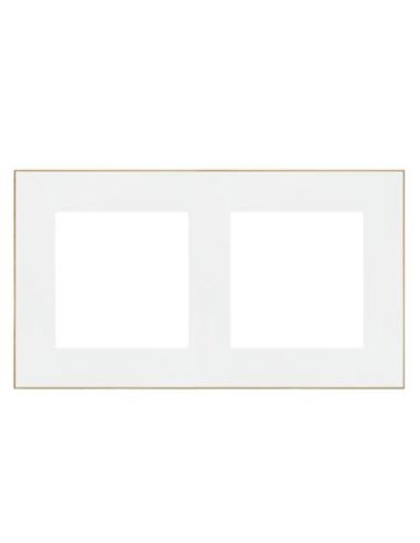 Simon55 Ramka 2-krotna DUO biała/złota TRD2.166/11