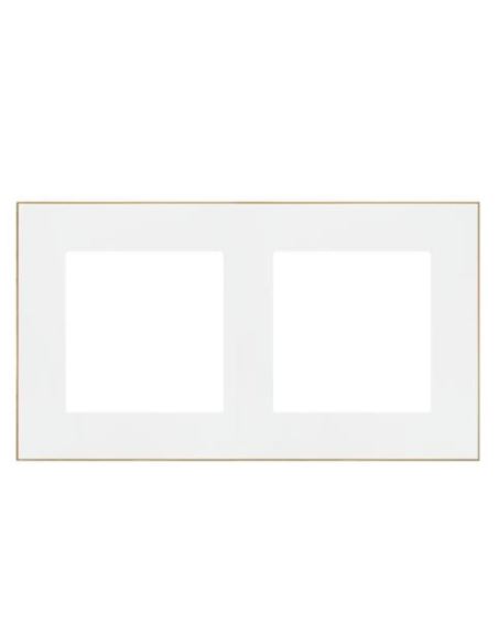 Simon55 Ramka 2-krotna DUO biała/złota TRD2.166/11